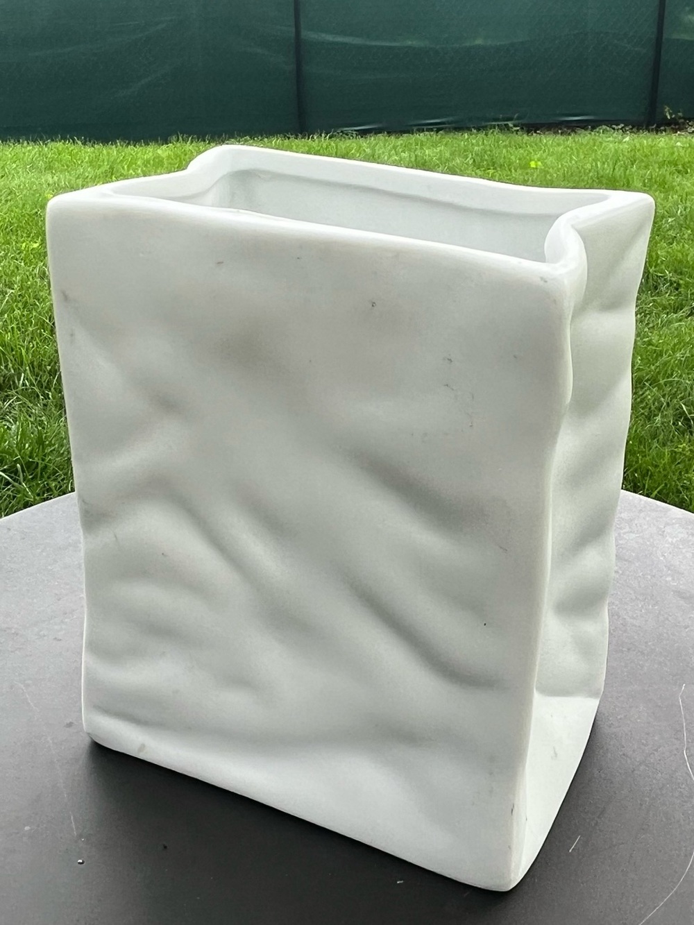 Retired rare, CB2 white paper bag Stoneware Vase